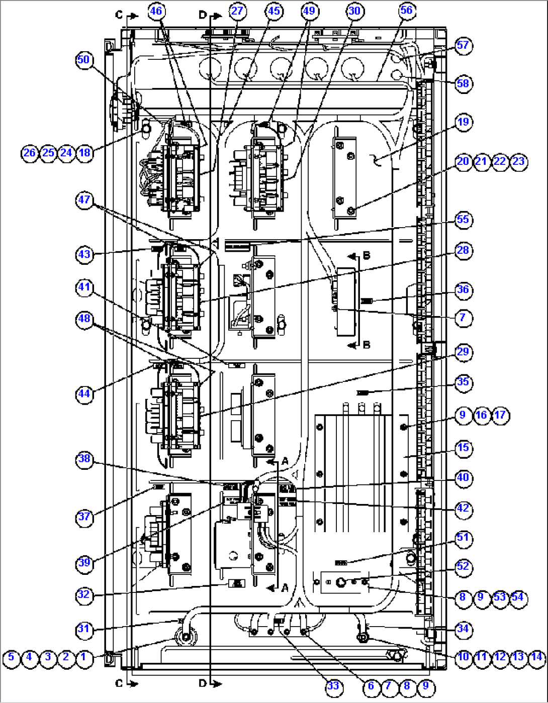 AUXILIARY CONTROL CABINET COMPONENTS - LH WALL 1/2