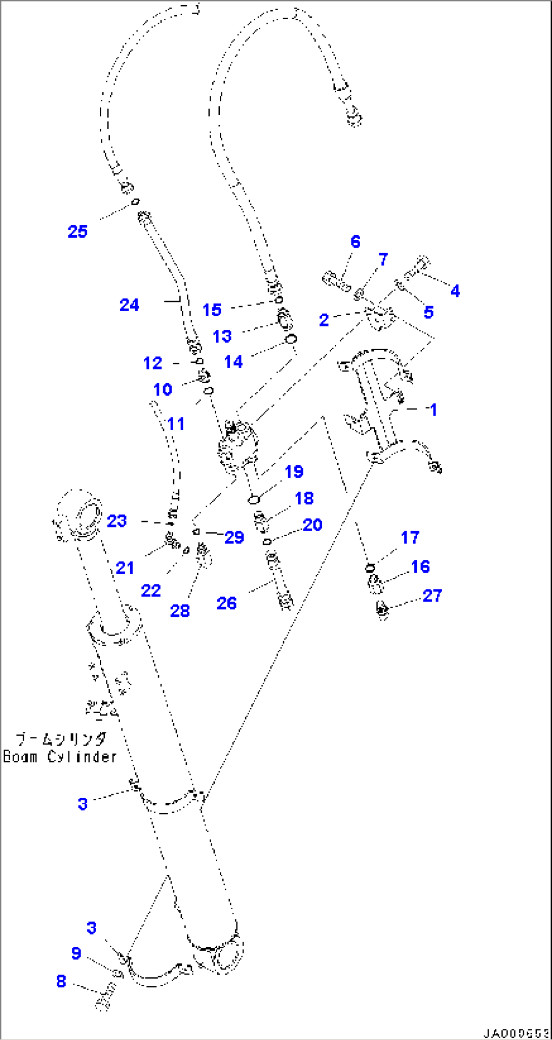 Boom Cylinder, Piping (1/2) (#5001-)