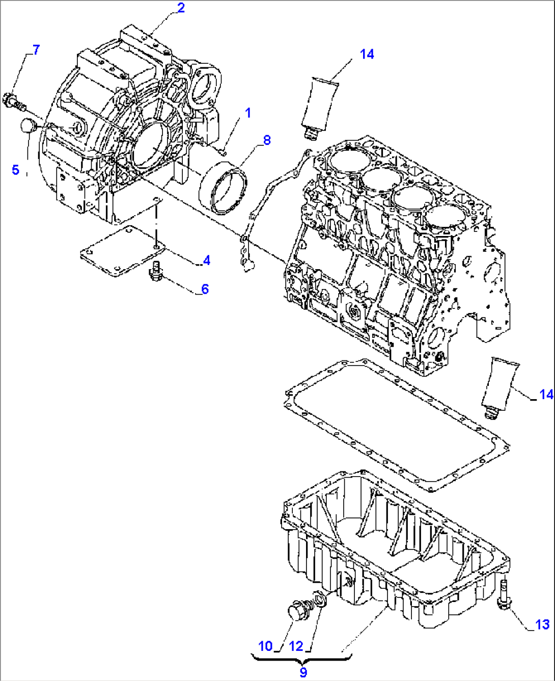 FIG. A0221-01A0 FLYWHEEL HOUSING AND OIL SUMP