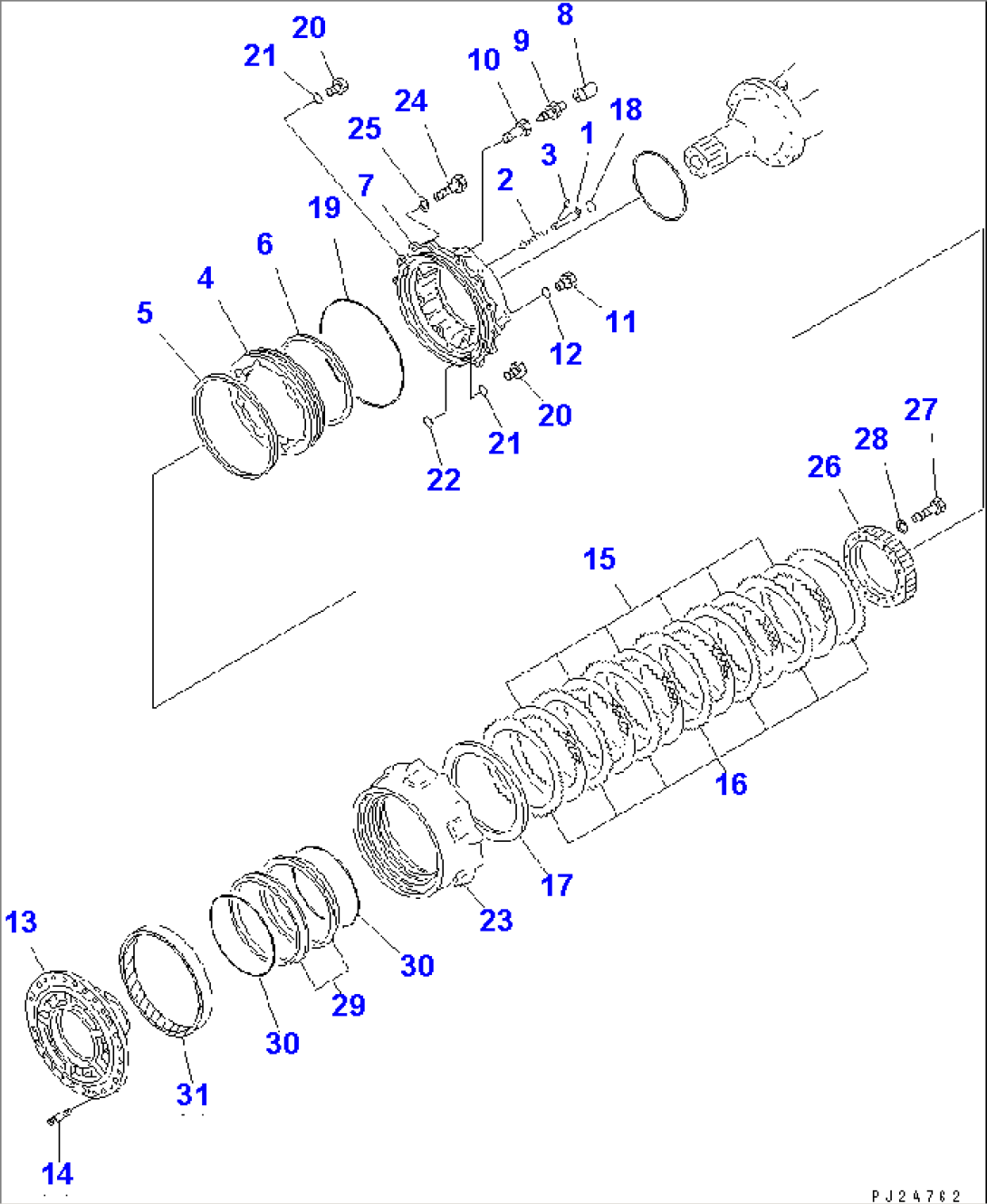 FRONT AXLE (FRONT WHEEL BRAKE) (LIMITED SLIP DIFF.)