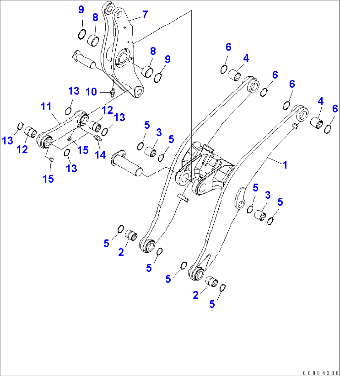 BOOM AND BELL CRANK (FOR 3-SPOOL VALVE)(#55001-)