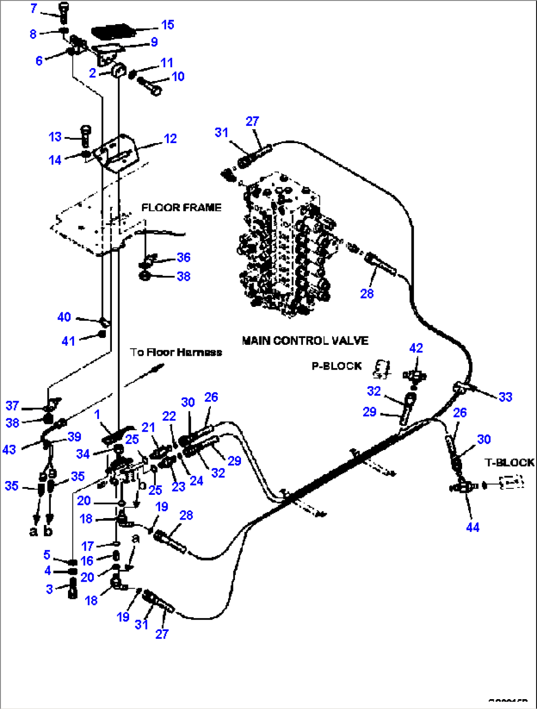 H1280-02A0A HYDRAULIC PIPING FOOT PEDAL AND HOSE CONNECTORS (1 ACTUATOR) (S/N A88001-A88367 )