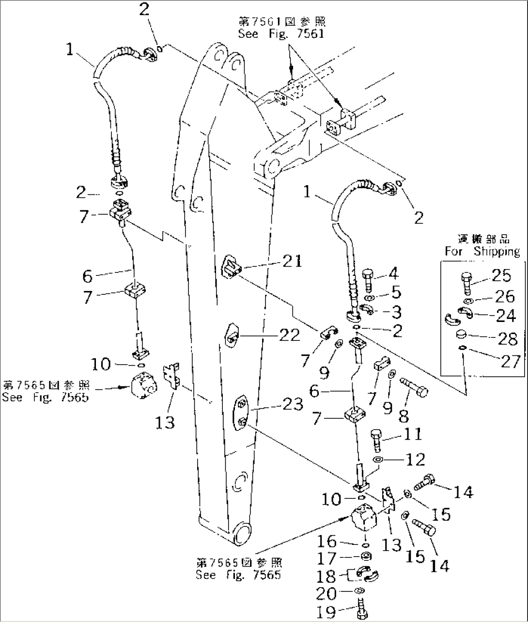 ADDITIONAL PIPING (ATTACHMENT SIDE) (3.4M ARM)