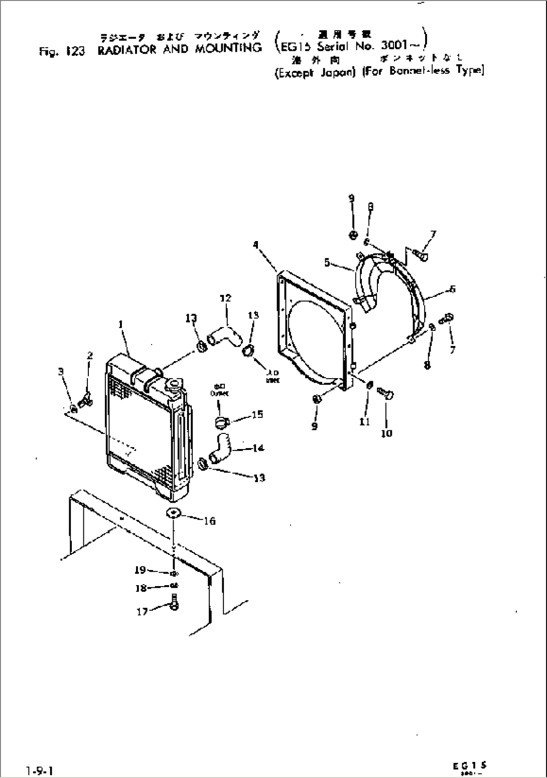 RADIATOR AND MOUNTING (EXCEPT JAPAN) (FOR BONNET-LESS TYPE)