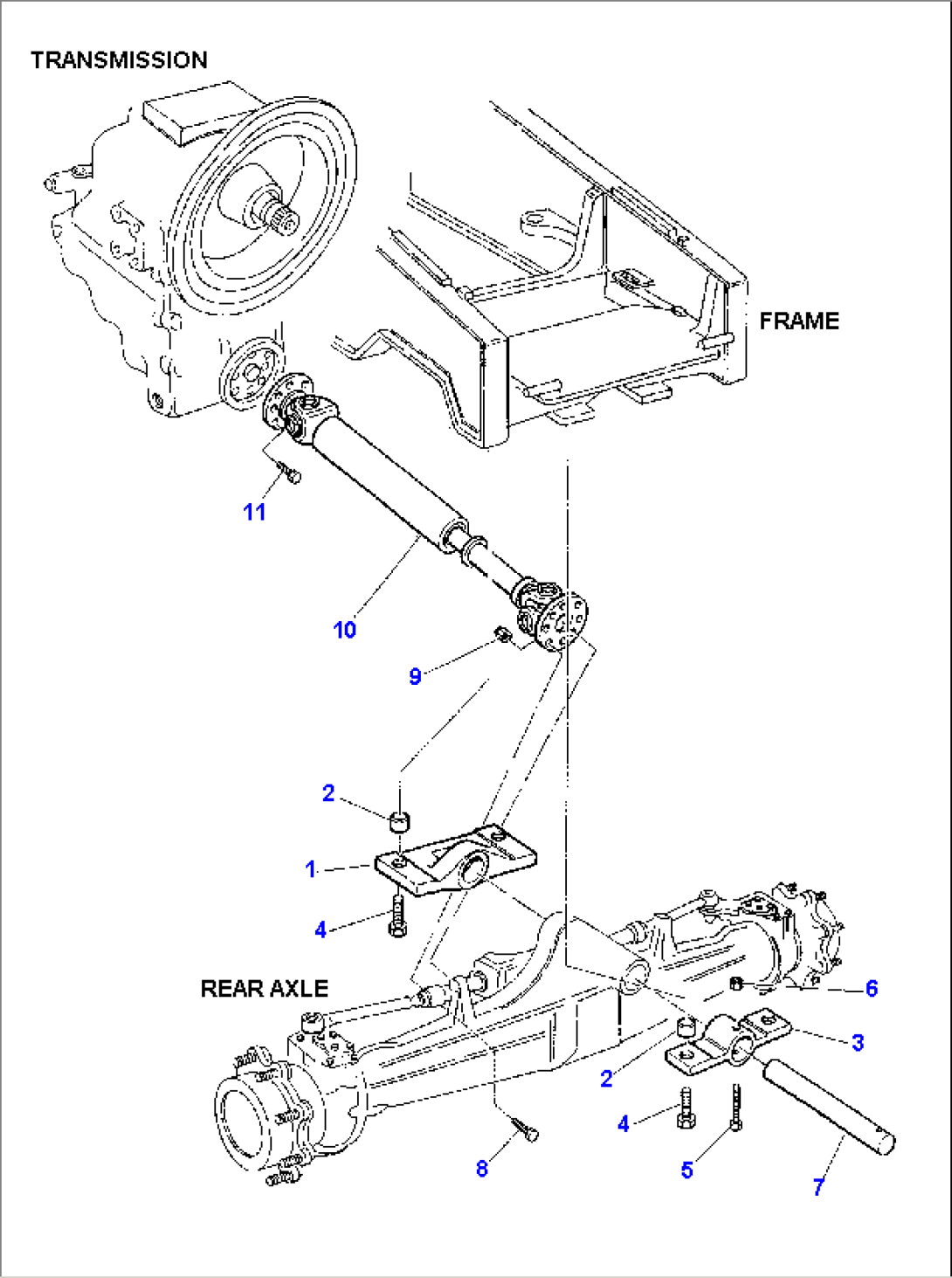 FRONT PROPELLER SHAFT AND FRONT AXLE FIXING