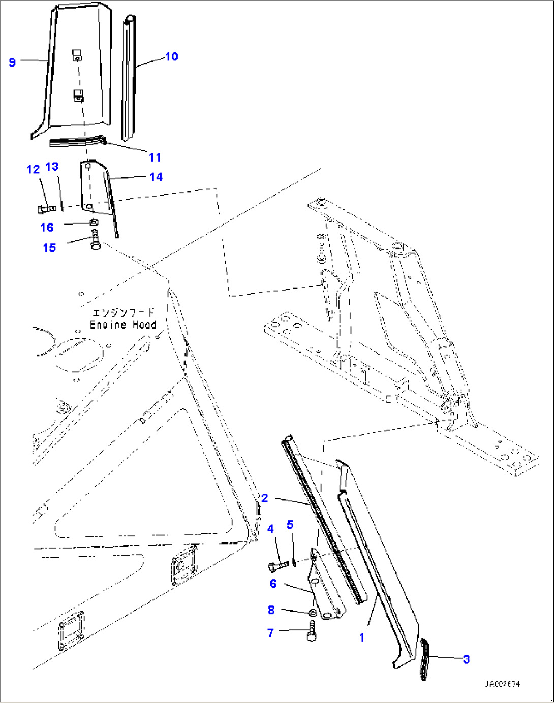 Front Guard Group, Hood Support Rear Side Cover (#80001-)