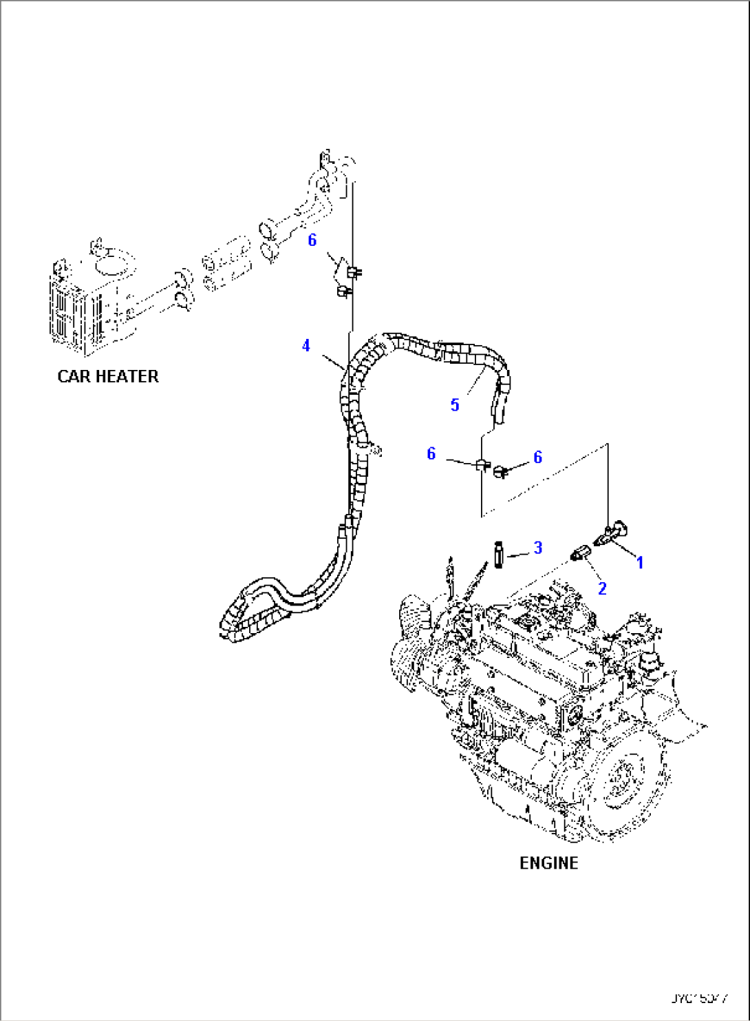 ENGINE UNIT, FOR CAB, HEATER PIPING