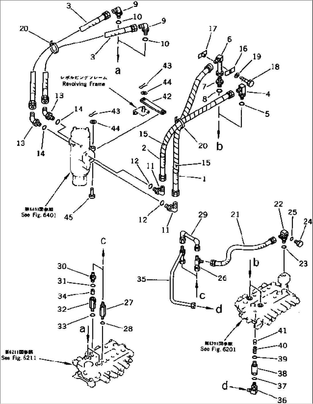 HYDRAULIC PIPING (TRAVEL MOTOR LINE) (UPPER)