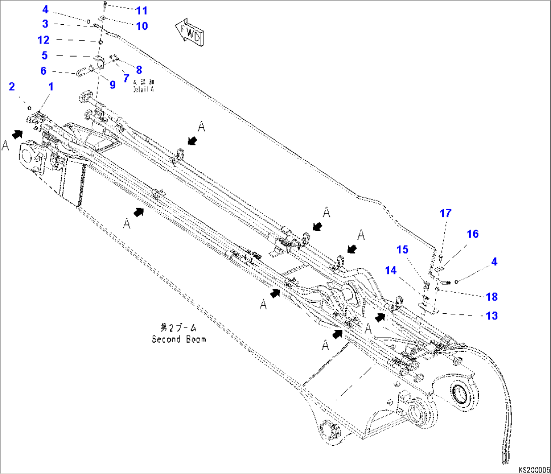 2-PIECE BOOM (QUICK COUPLER LINES)(2ND BOOM)