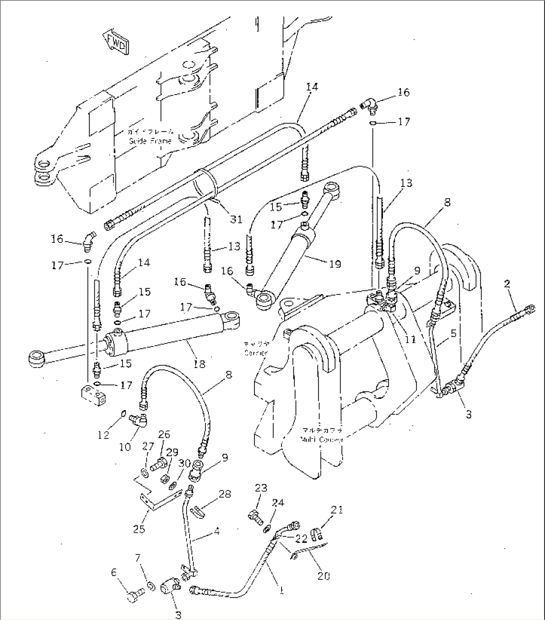 SIDE SHIFT¤ PITCH AND ANGLE SNOW PLOW (ANGLE CYLINDER LINE) (WITH MECHANICAL MULTI COUPLER)