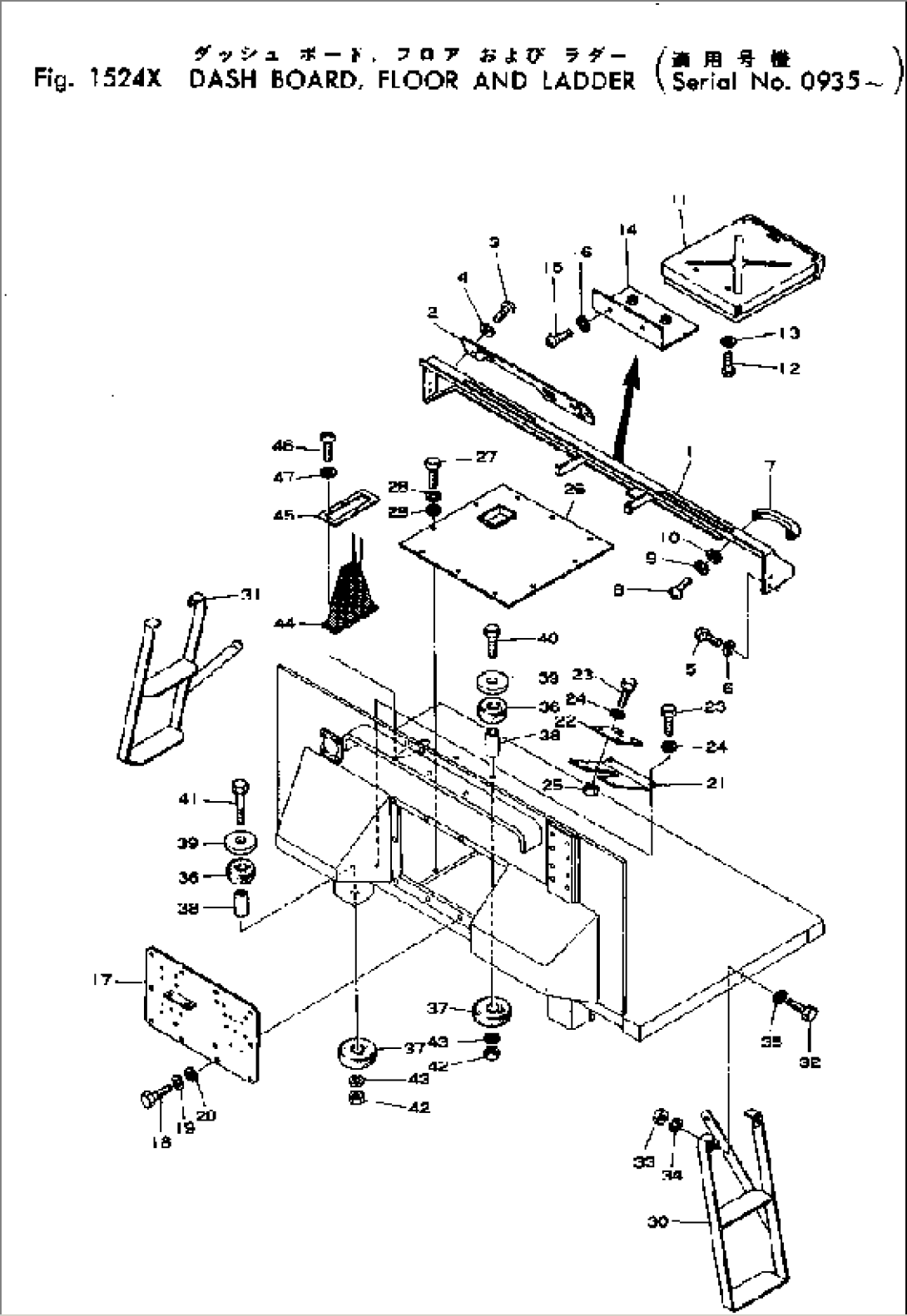DASHBOARD¤ FLOOR AND LADDER (R.H. STEERING)(#1028-)