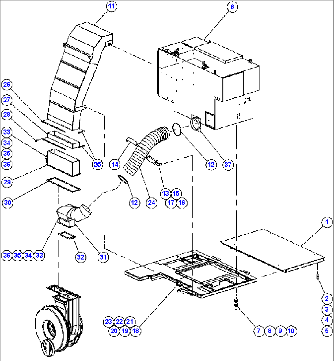 BLOWER INLET DUCTING & CONTROL CABINET MOUNTING