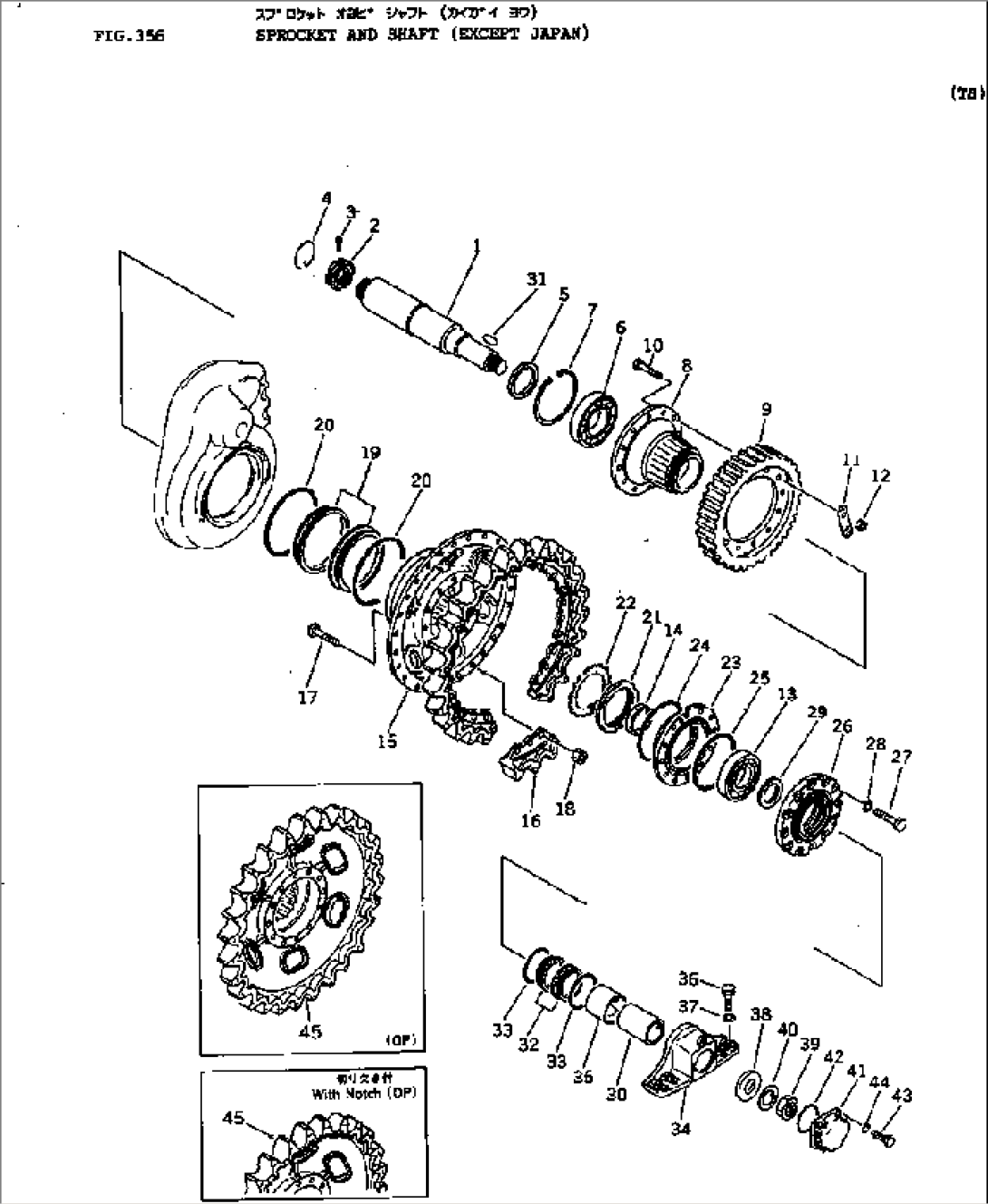 SPROCKET AND SHAFT (EXCEPT JAPAN)