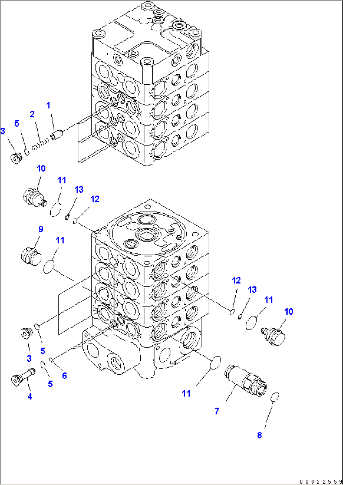 MAIN VALVE (8-SPOOL) (4/9) (FOR TWO-PIECE BOOM)