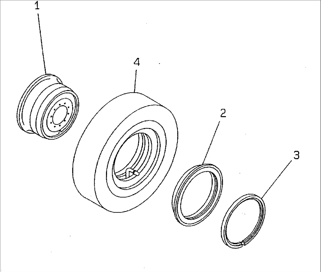 WHEEL AND TUBE TIRE (SNOW TYPE) (14.00-24-16PR) (W-15 PATTERN)