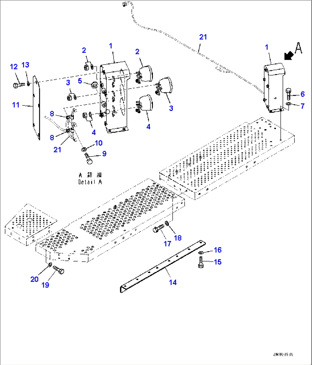 Step and Handrail, Platform, L.H. (#50001-)