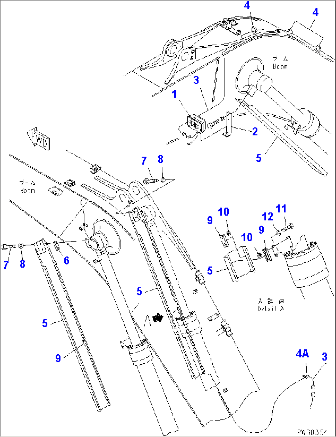 BOOM LESS PARTS (WORKING LAMP AND BOOM CYLINDER COVER)(#10457-10573)