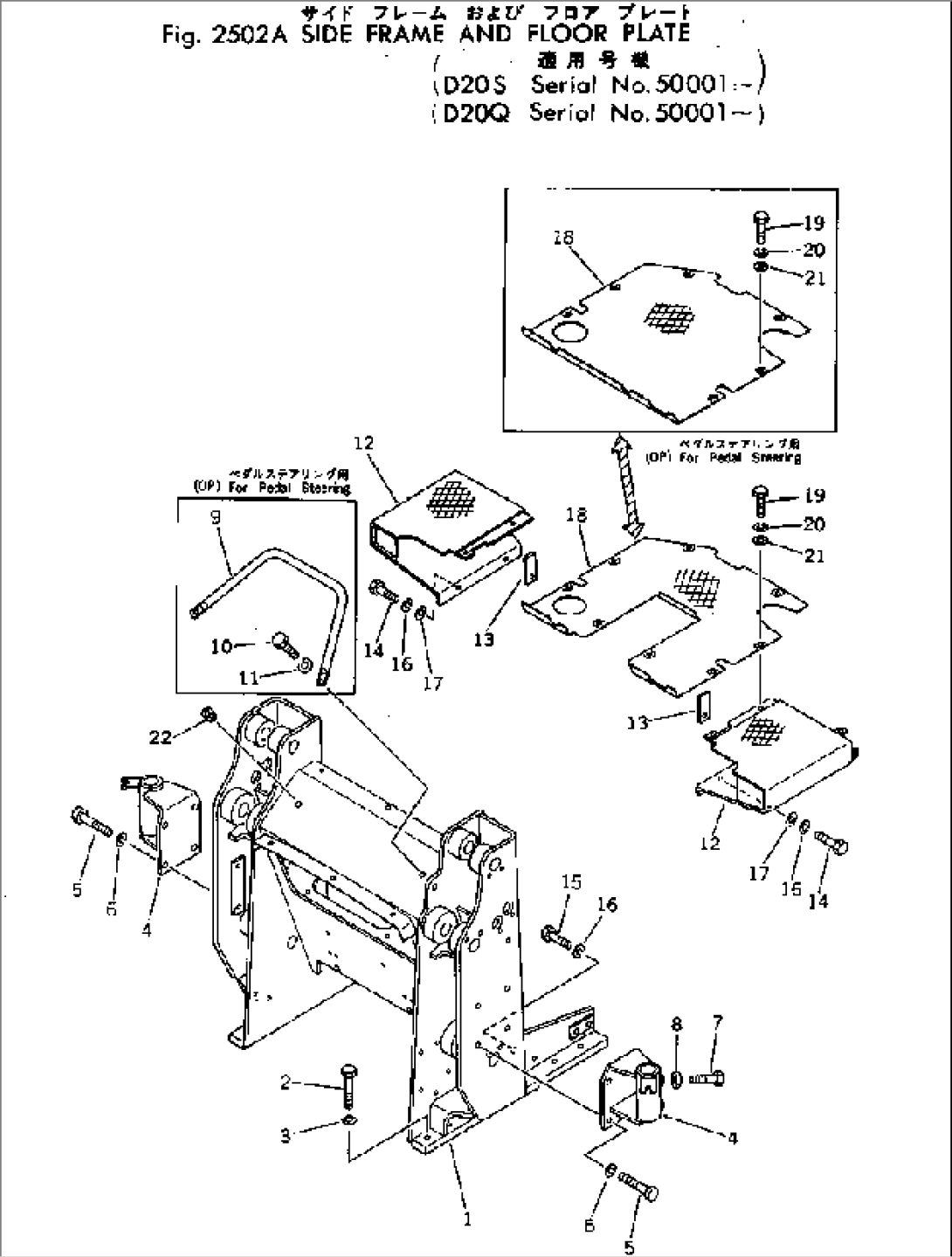 SIDE FRAME AND FLOOR PLATE(#50001-)