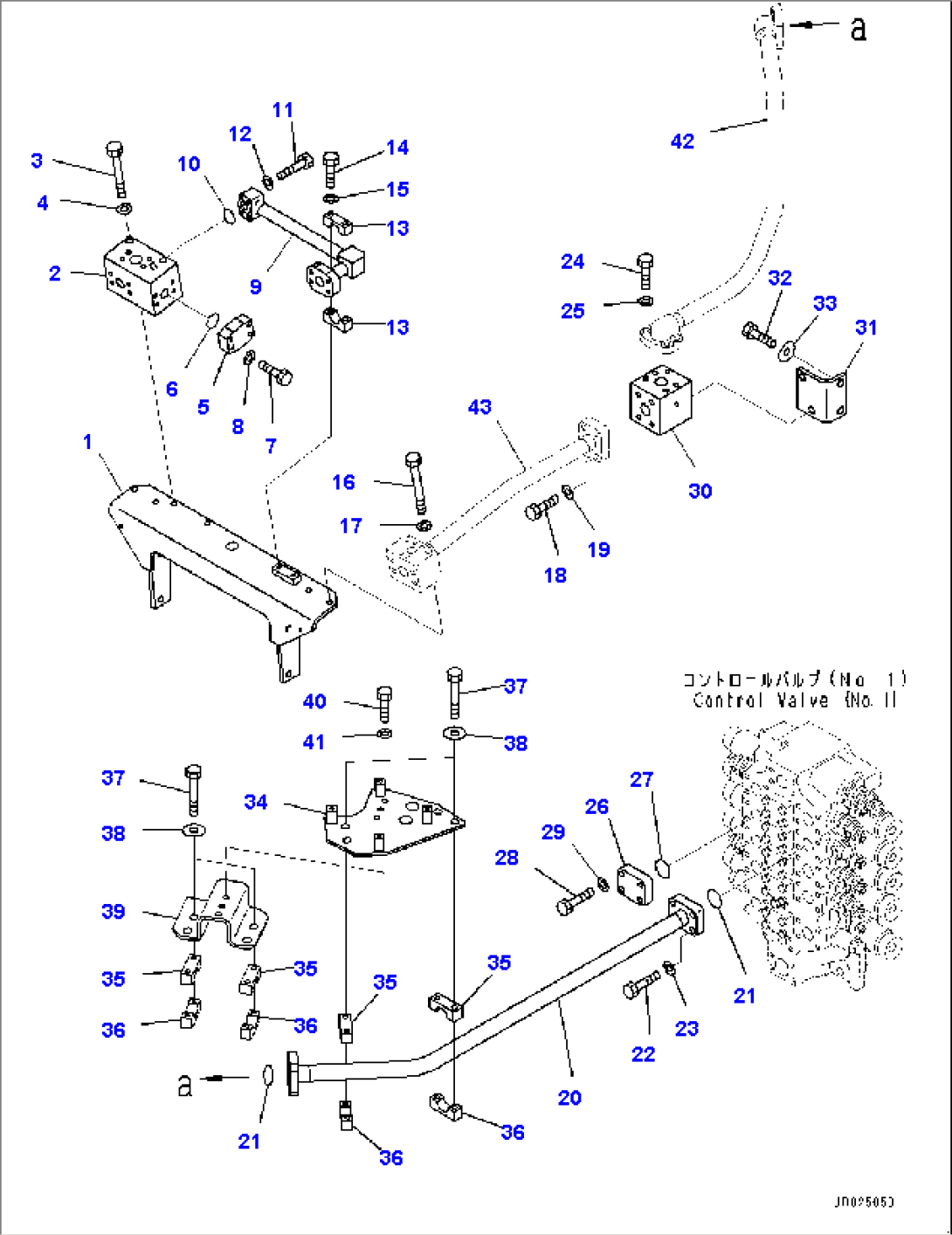 Boom Piping, Boom Front Piping and No.1 Valve (#35201-)