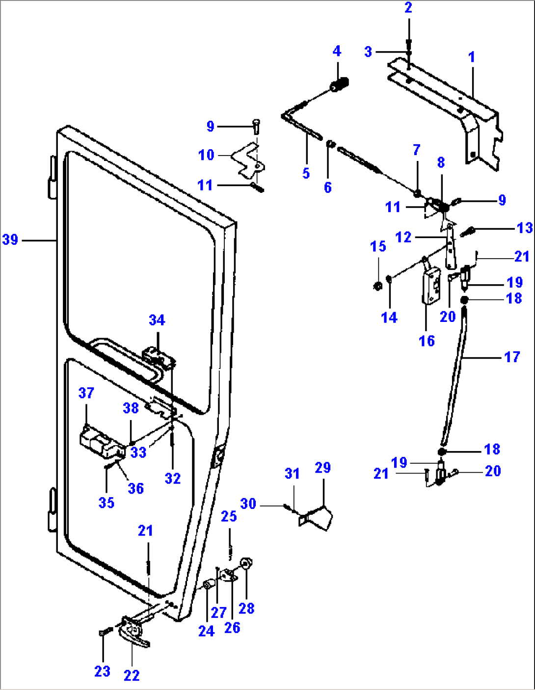 R.H. CAB DOOR LOW PROFILE - S/N 203163-203886