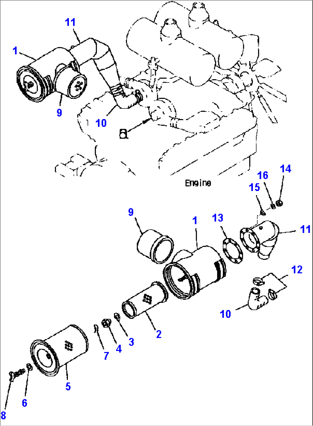 FIG NO. 1013 AIR CLEANER AND CONNECTIONS