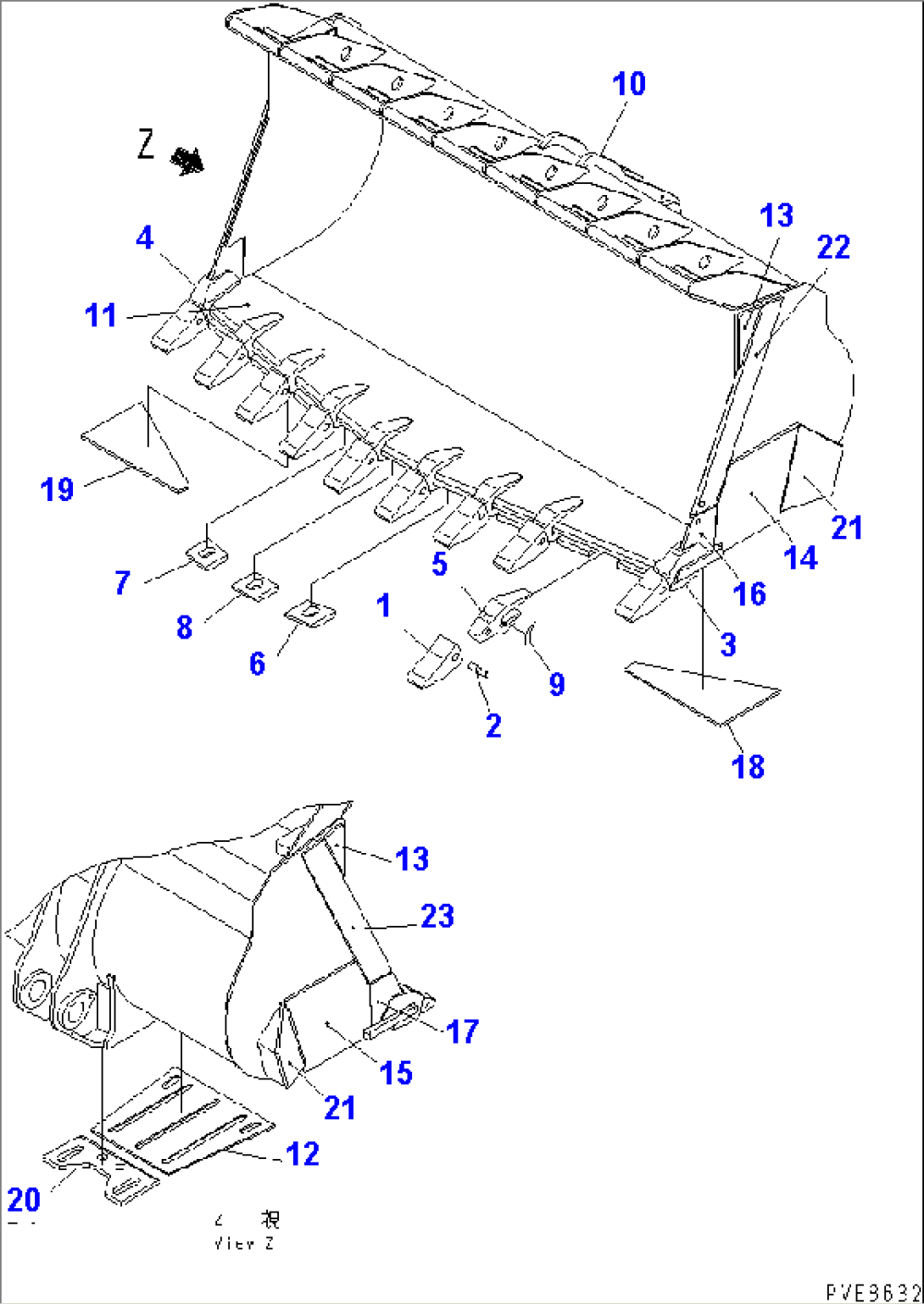 BUCKET¤ 13M3 (SPADE NOSE) (WITH TOOTH)