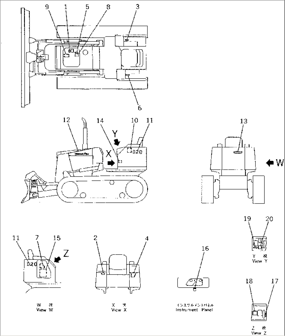 MARKS AND PLATES (FOR ANGLE DOZER) (JAPANESE)(#75001-78085)