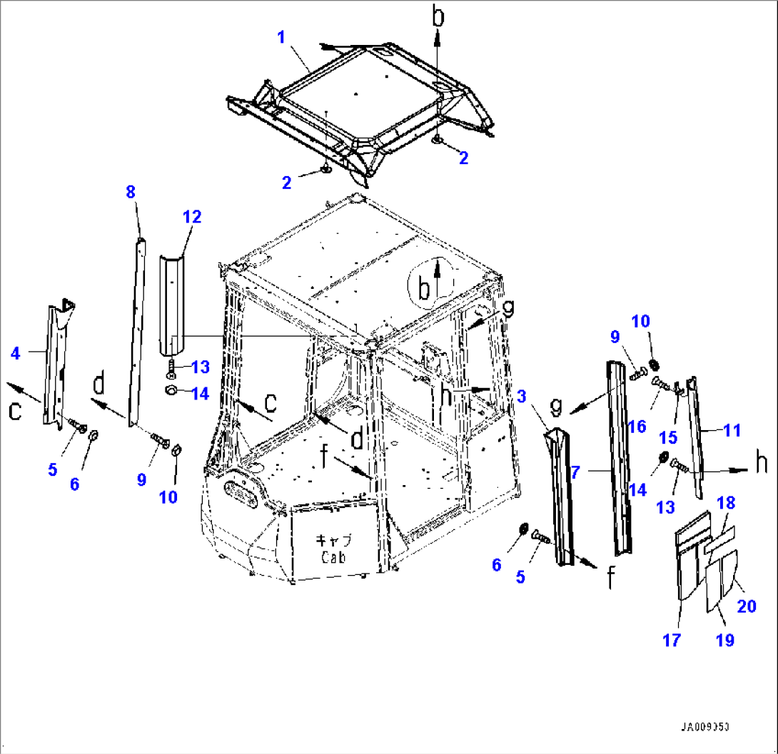 Cab and Floor Frame Group, Roof Cover, Hanger and Sheet (#66847-66942)