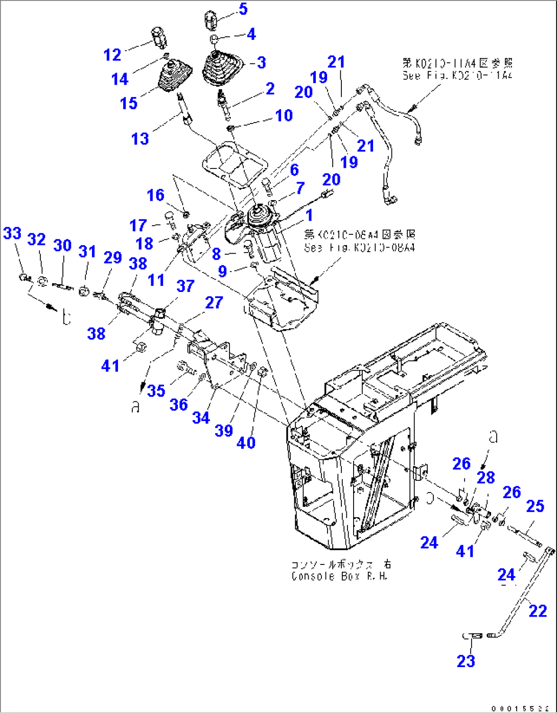 FLOOR (LOADER CONTROL) (1/2) (P.P.C VALVE AND LEVER) (FOR MONO + 1-ATTACHMENT LEVER)