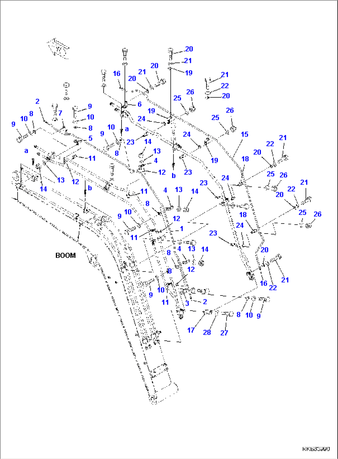 BOOM, FOR MACHINE WITH 2-ADDITIONAL ACTUATOR CIRCUIT AND BOOM HOLDING VALVE AND QUICK COUPLER, QUICK COUPLER CIRCUIT