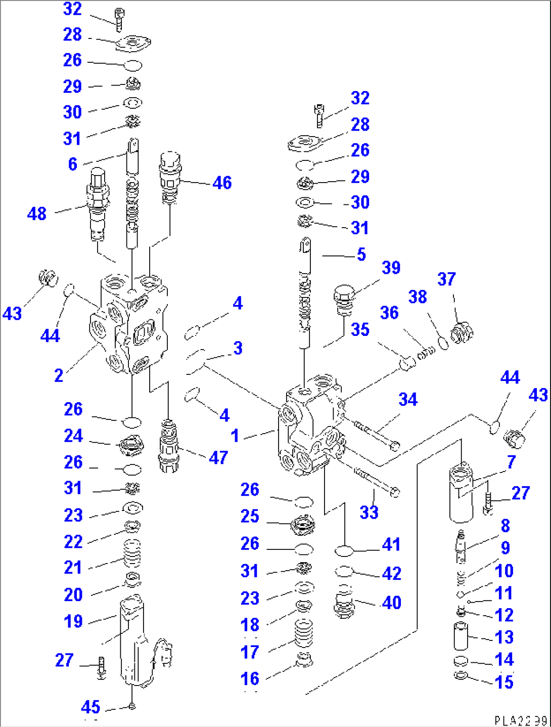 CONTROL VALVE (2-SPOOL) (1/2) (FOR BUCKET POSITIONER)