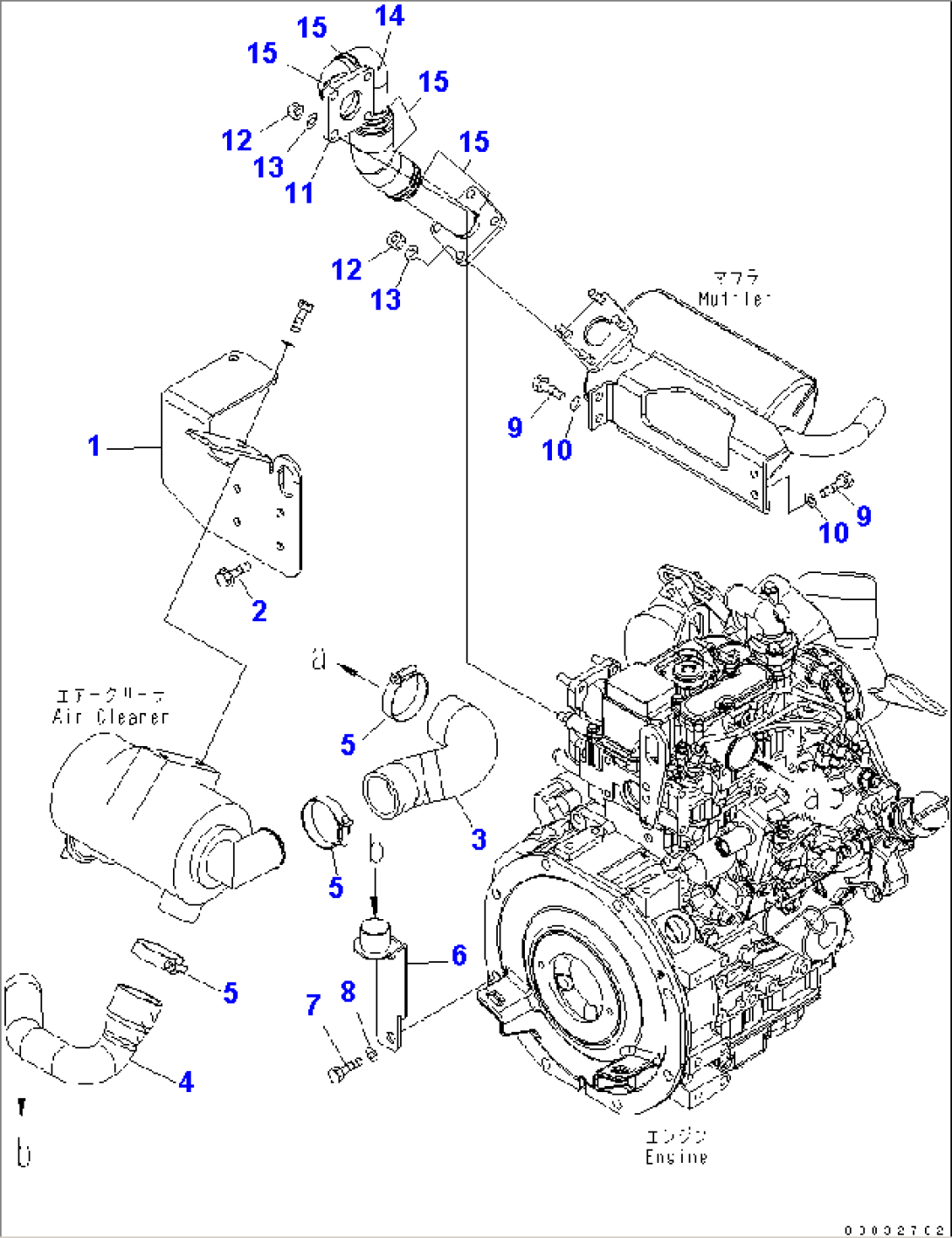 ENGINE MOUNTING PARTS (AIR CLEANER AND MUFFLER) (SINGLE ELEMENT)(#12001-@)