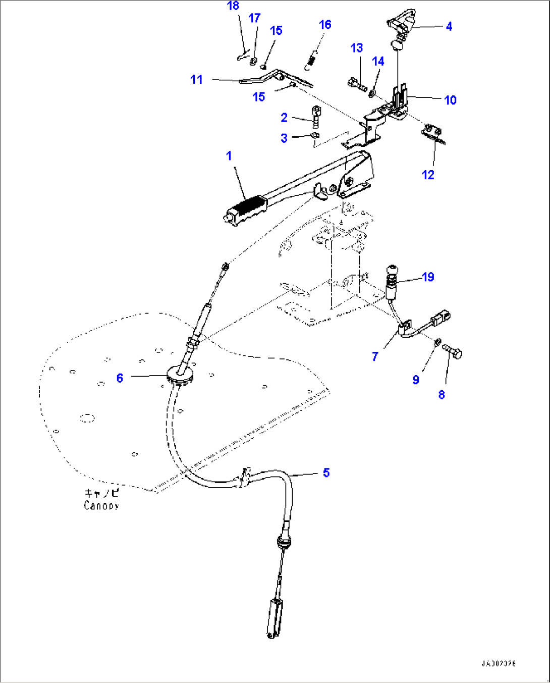 ROPS Canopy and Floor Frame Group, Parking Brake Lever (#80001-)
