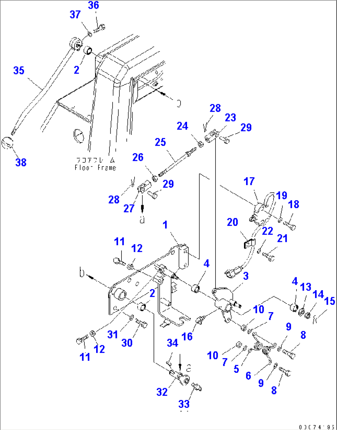 FLOOR FRAME (PARKING BRAKE LEVER)(#1001-)