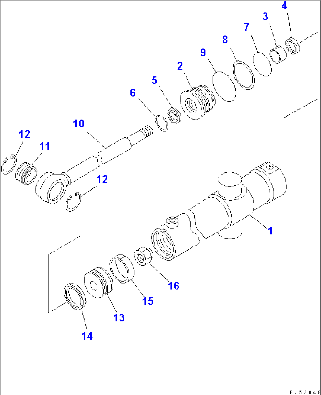 POWER TILT CYLINDER (WITH SHOCK RELEASE BLADE)(#2001-)