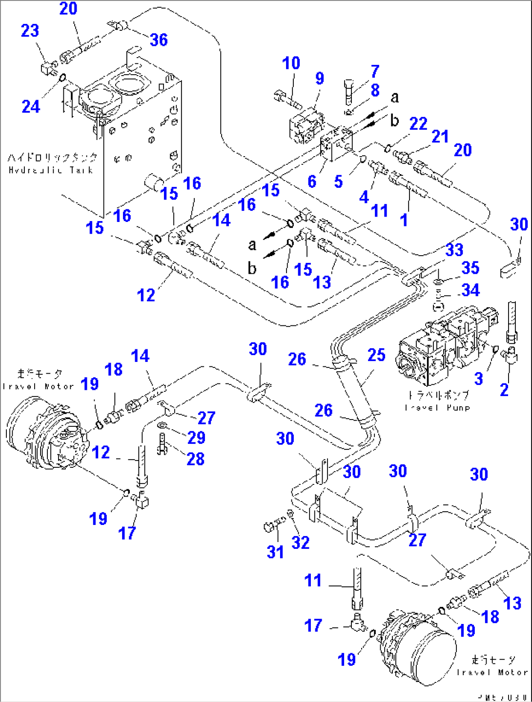 HYDRAULIC PIPING (SPEEDOSELECTOR AND PARKING BRAKE CONTROL LINE)