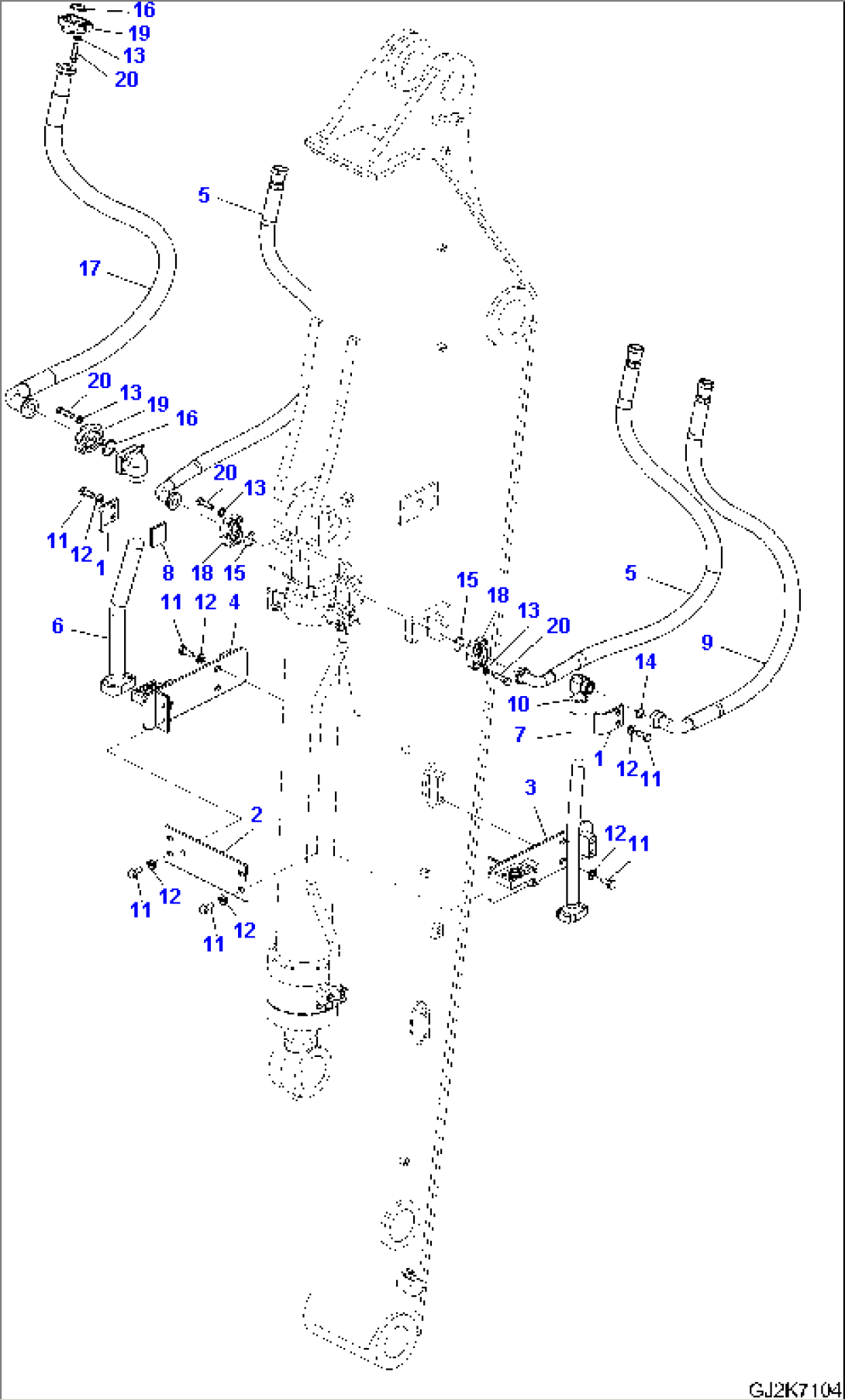 HYDRAULIC PIPING - ARM (2.5M) (ONE ATTACHMENT) (WITHOUT BUCKET JUNCTION)