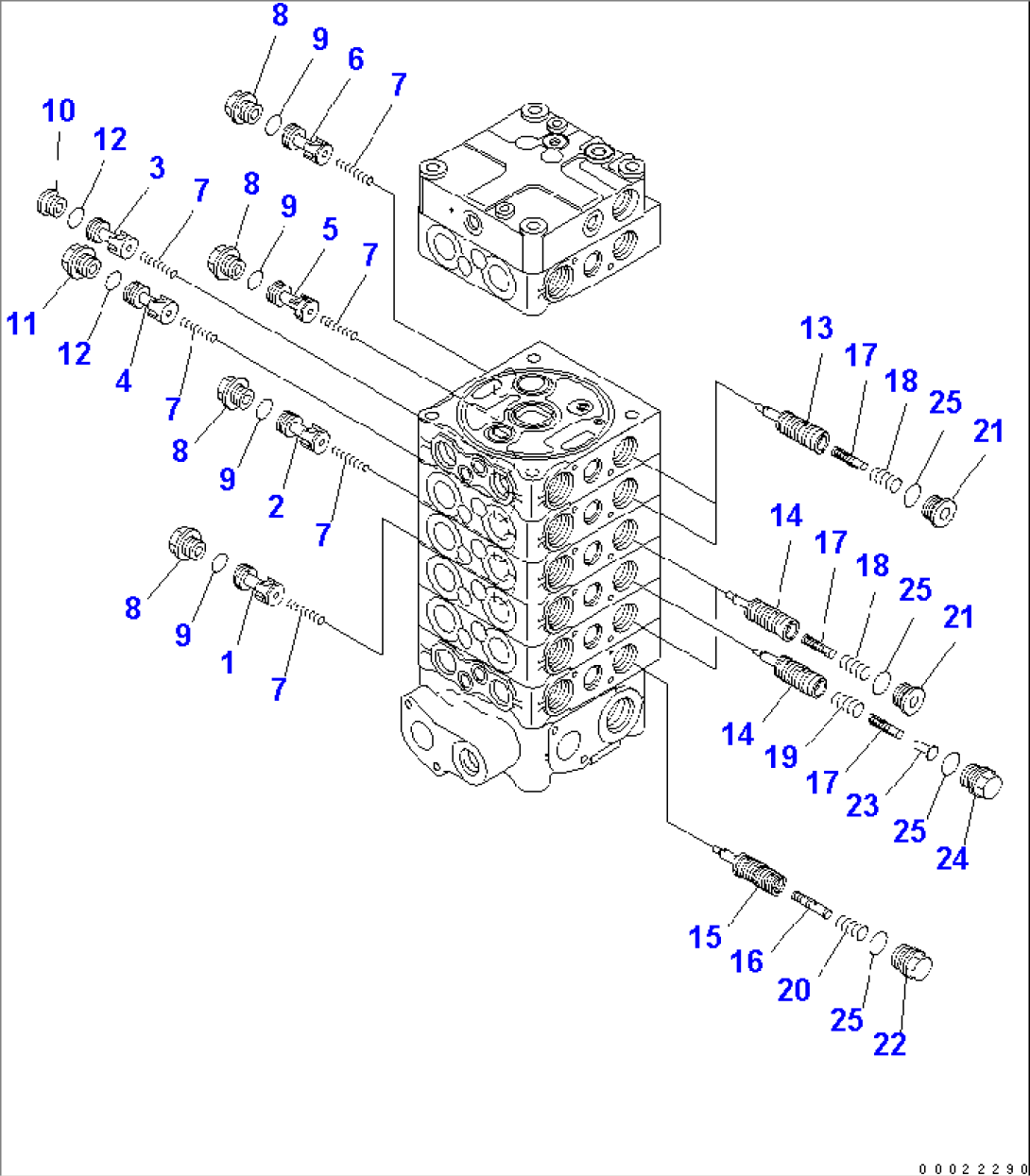 MAIN VALVE (7-SPOOL) (3/9) (FOR 1-PIECE BOOM)