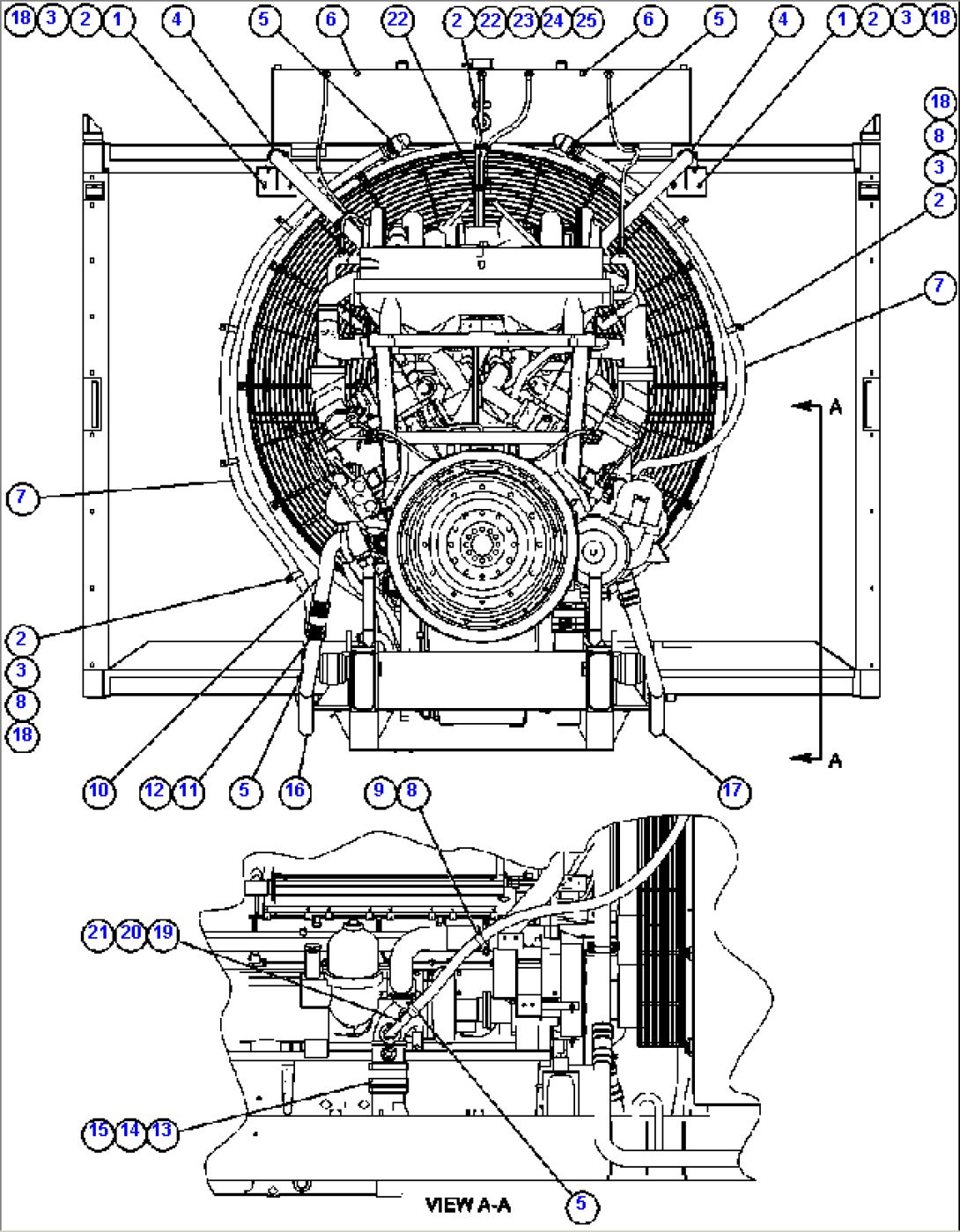 RADIATOR PIPING (REAR VIEW)