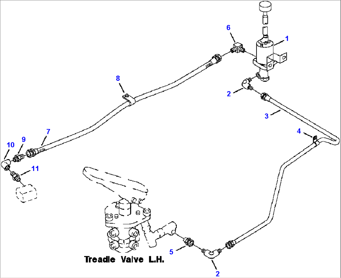 AIR PIPING SOLENOID VALVE TO LH TREADLE VALVE AND AIR CYLINDER