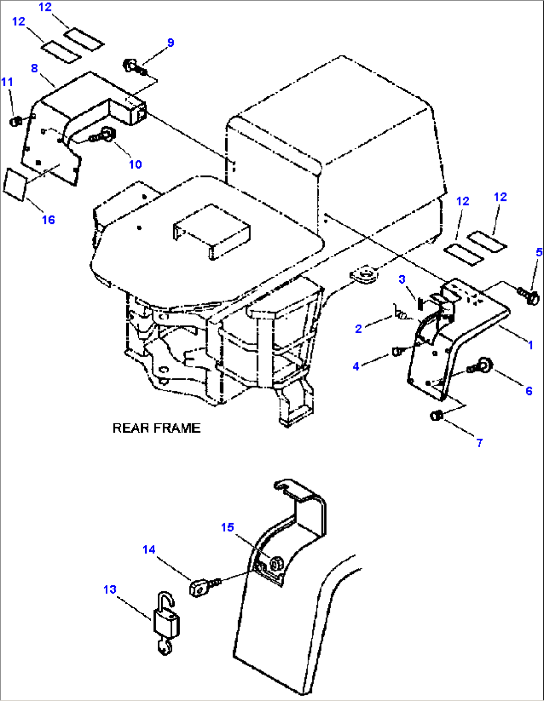 FIG. M4200-01A1 REAR FENDER - FRONT HALF - MACHINES WITH OPERATOR