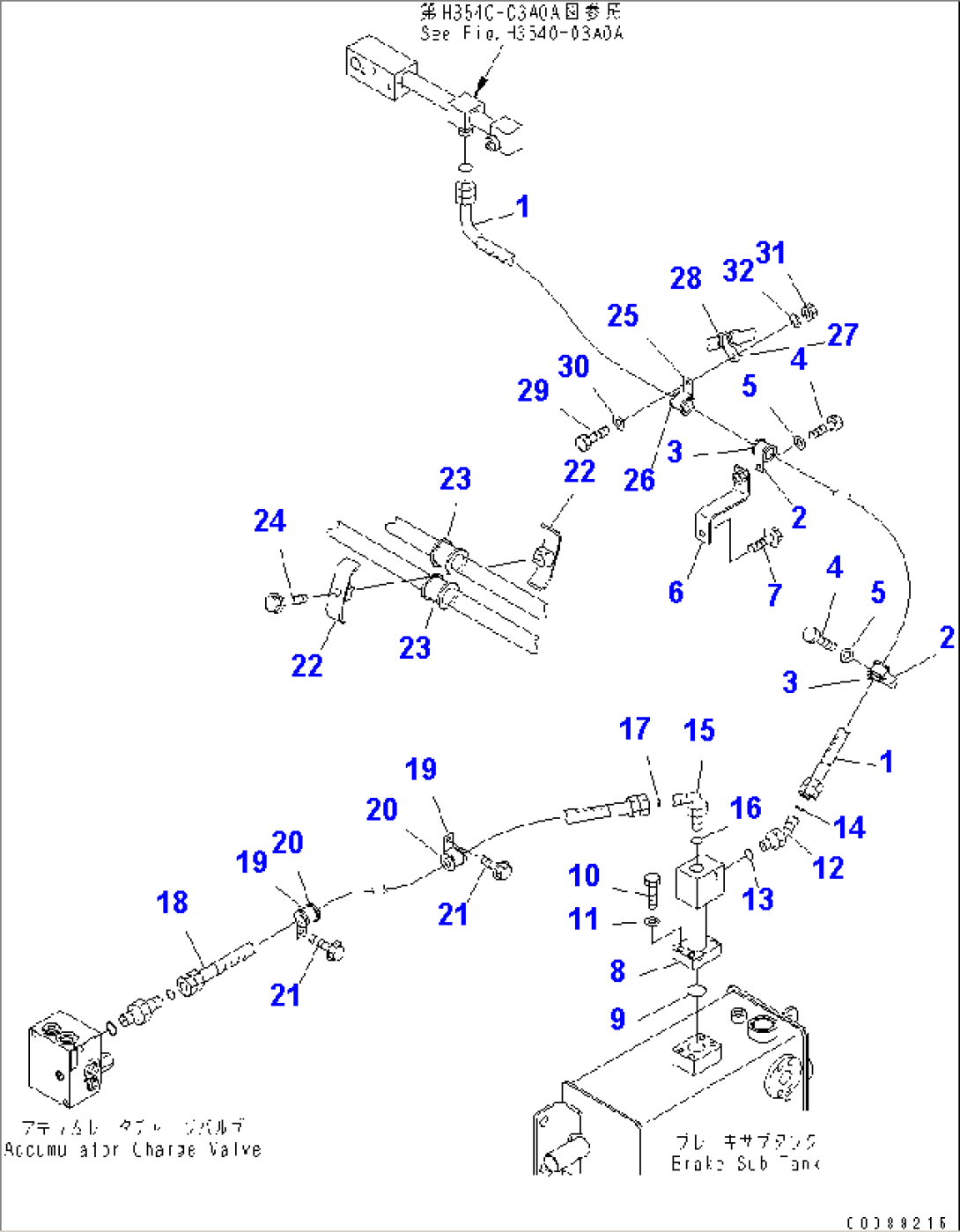 BRAKE PIPING (PROPORTIONAL VALVE TO FRONT AXLE)(#2785-)