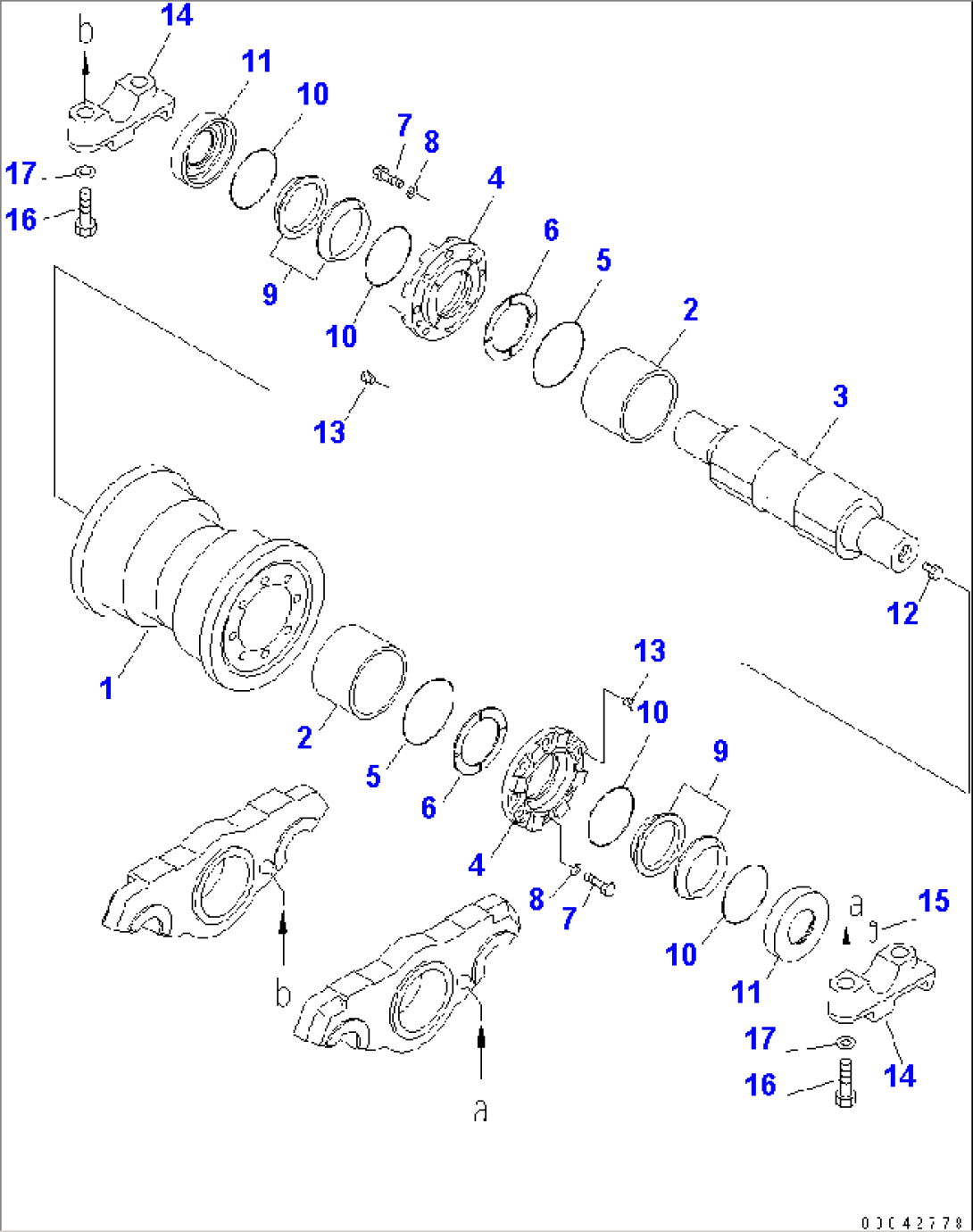 TRACK FRAME (TRACK ROLLER) (4TH) (SINGLE) (L.H.) (COLD WEATHER (B) SPEC.)(#30001-)
