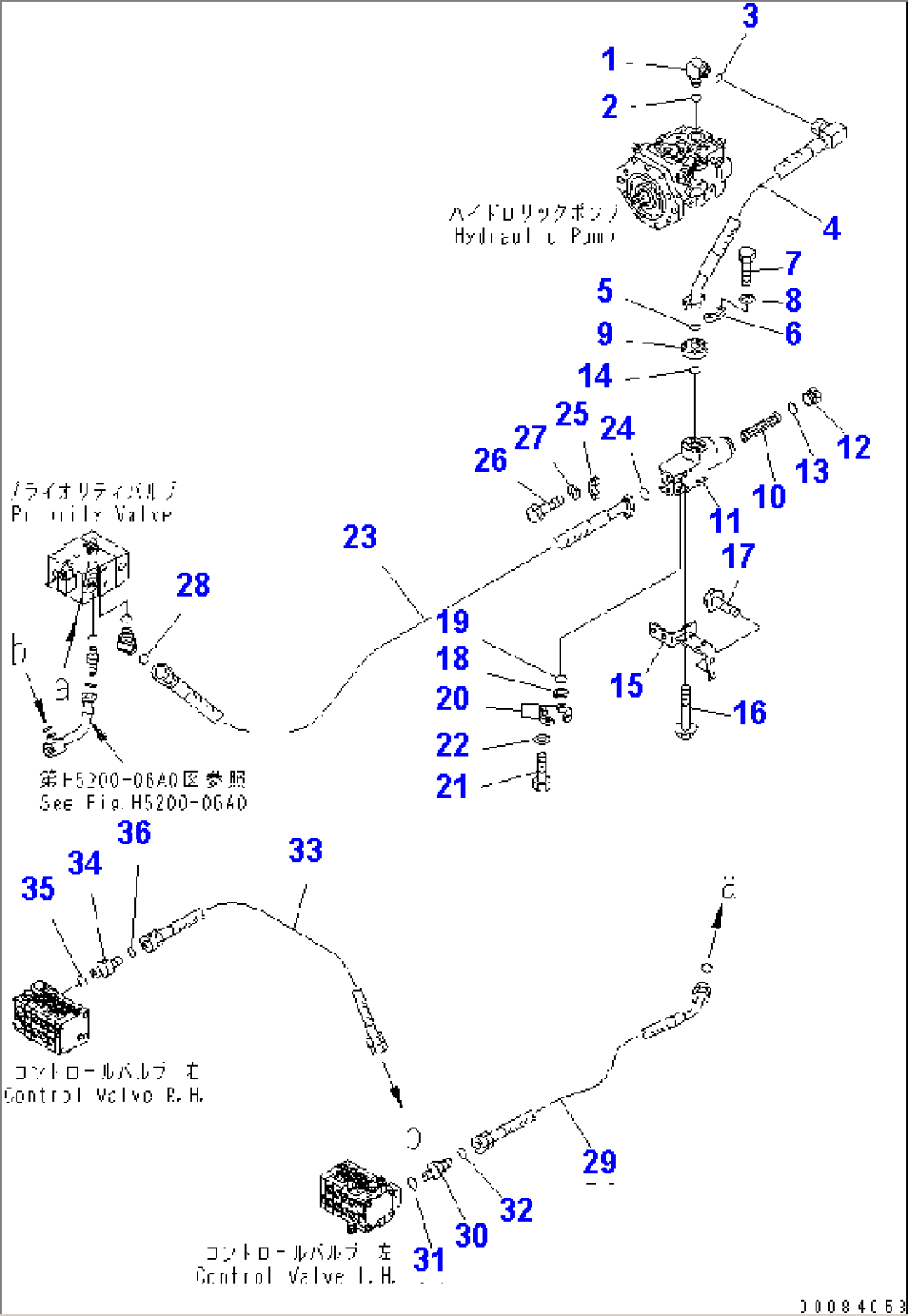 HYDRAULIC PIPING (PUMP TO VALVE)(#51001-)