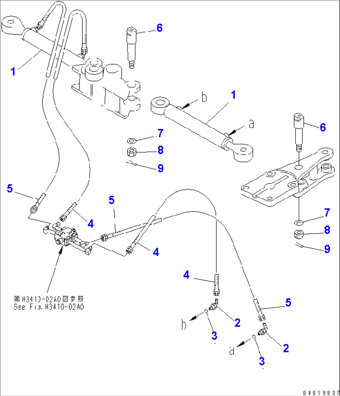 STEERING AND HOIST PIPING (STEERING CYLINDER)(#1001-1600)