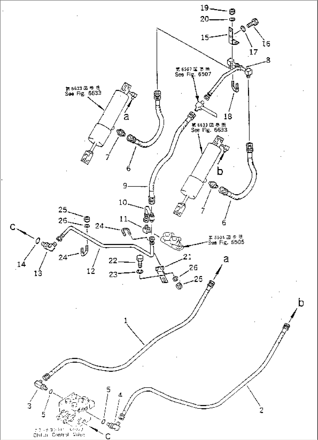 HYDRAULIC PIPING (CLUTCH VALVE TO WINCH BRAKE CYLINDER)