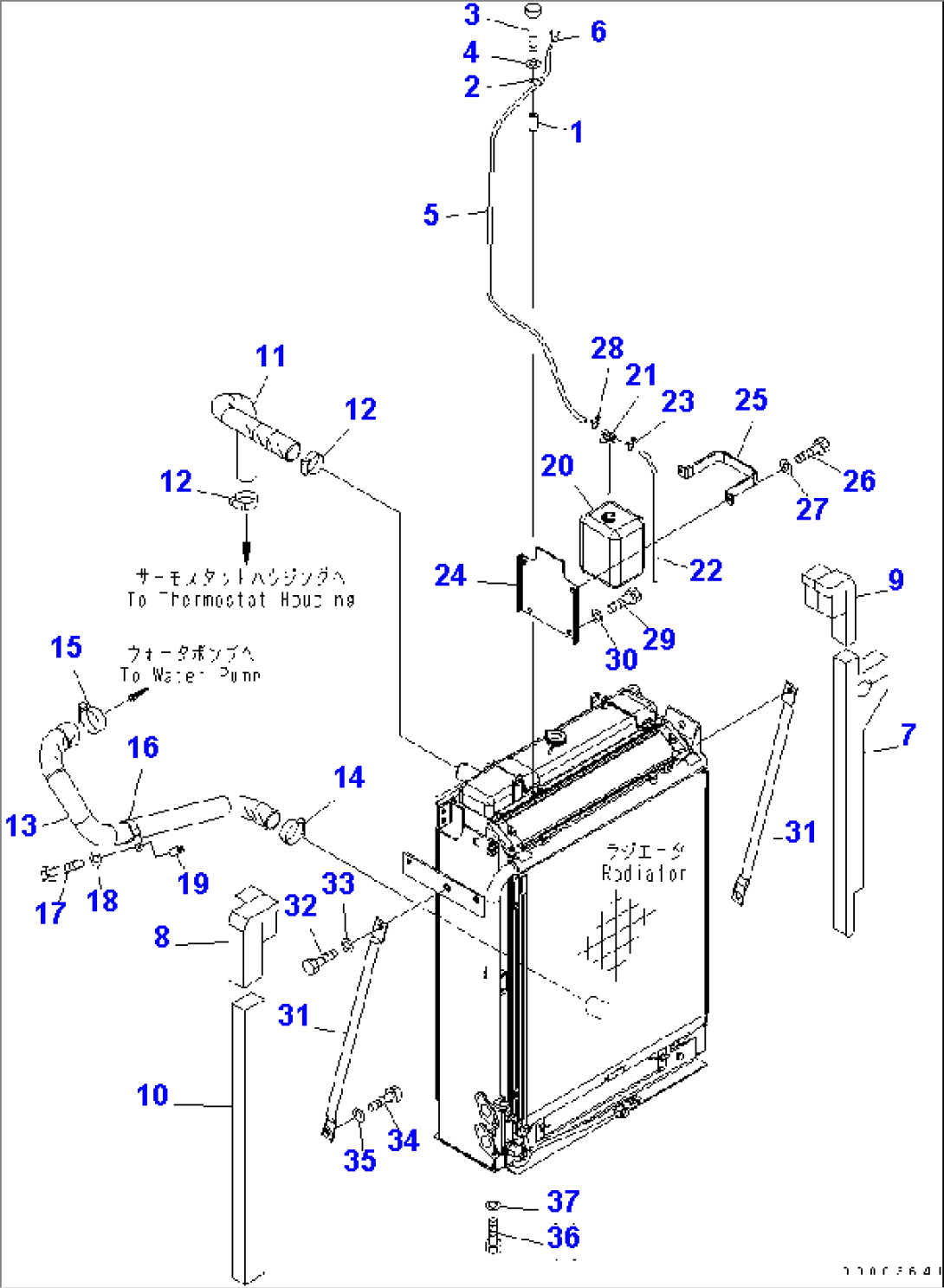 COOLING (PIPING¤ SUB TANK AND RADIATOR MOUNT) (WITH AIR CONDITIONER) (DUST PROOF SPEC.)