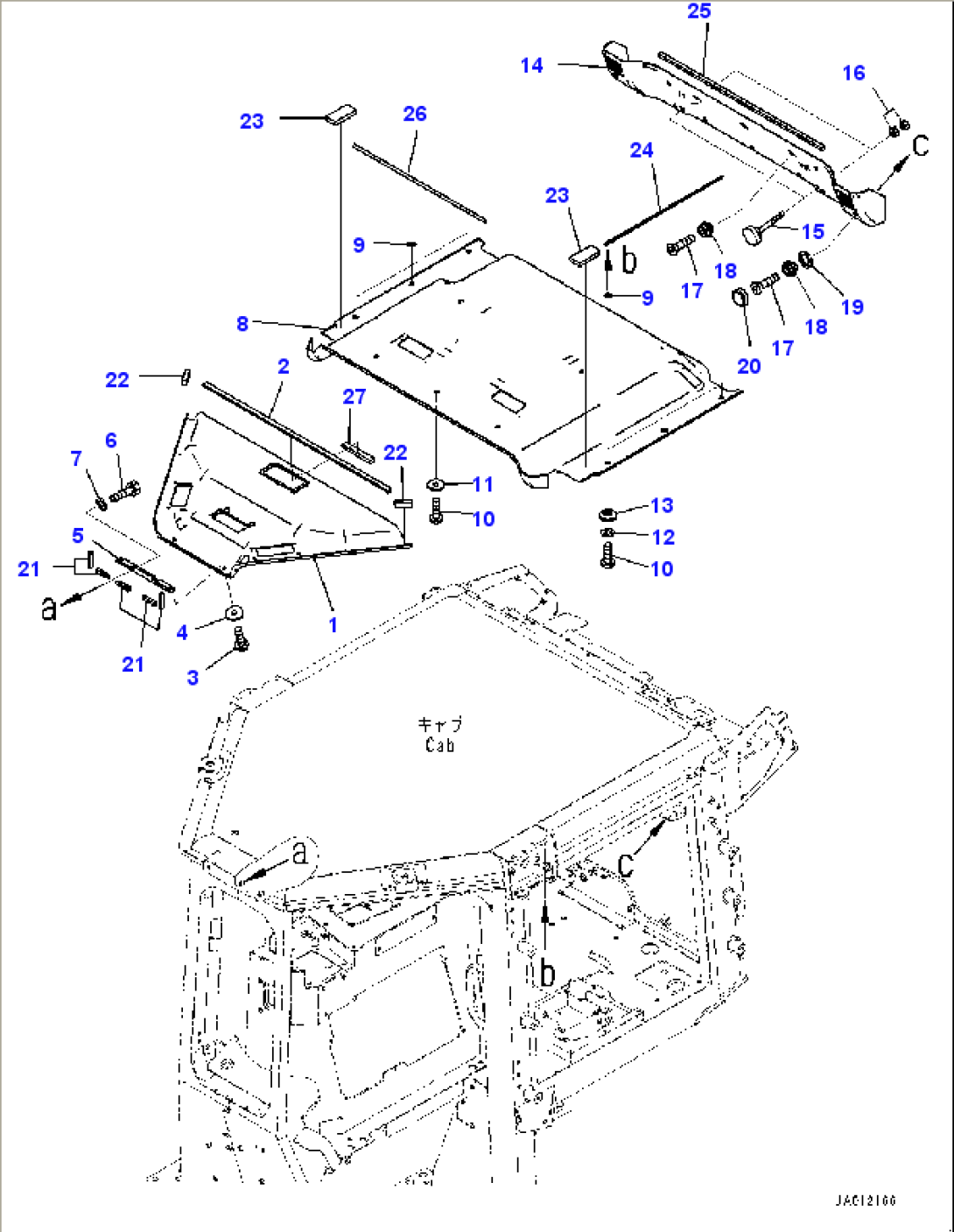 Cab, Rubber Antenna Mounting and Speaker (#95001-)