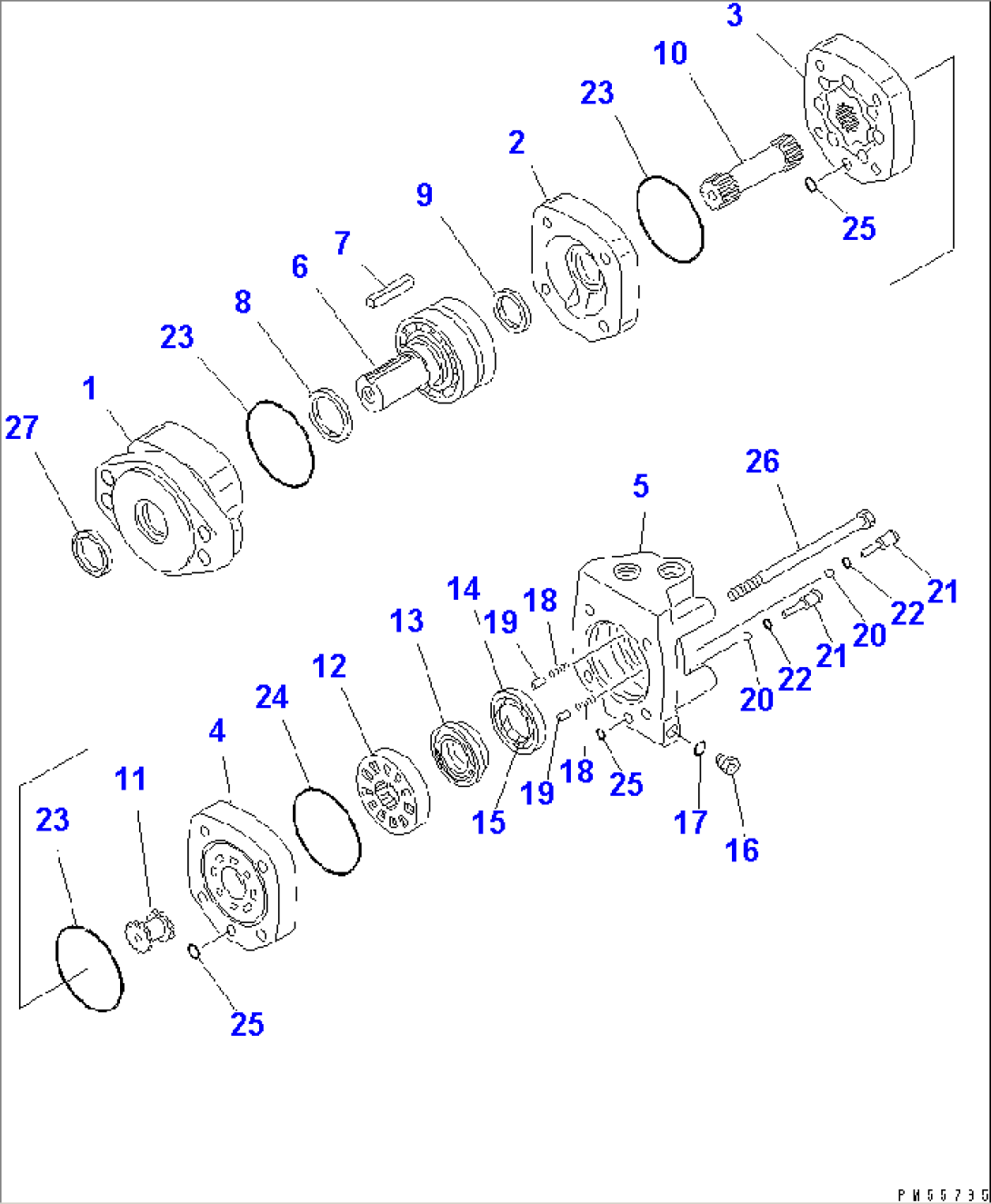HYDRAULIC MOTOR (FOR CLUTCH TYPE CIRCLE REVERSE GEAR)(#1501-)