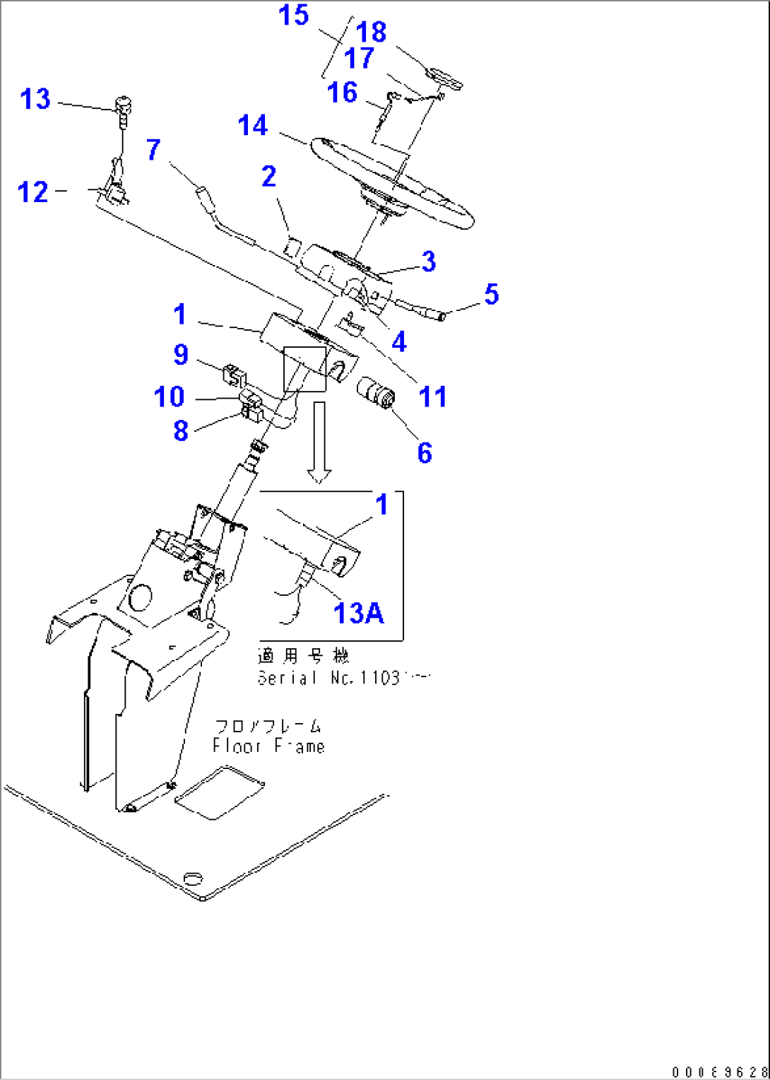 FLOOR (COLUMN SWITCH AND STEERING WHEEL) (4 LAMP SWITCH)(#11001-)